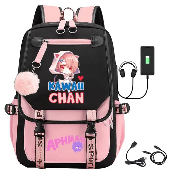 Aphmau-Sac d'école USB Anime SR pour homme, sac à dos étudiant, sac cadeau de voyage