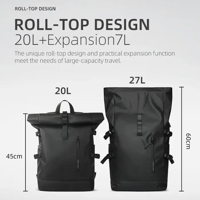 HK sac à dos de voyage extensible hommes grande capacité étanche 15.6 "sac pour ordinateur portable sac à dos de