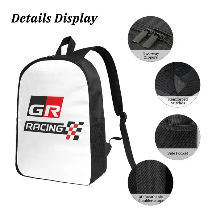 GR Logo Gazoo Racing GR Sport sac à dos garçons filles BookBag sac d'école ordinateur sacs à bandoulière 3ps sac à déjeuner isolé trousse à crayons