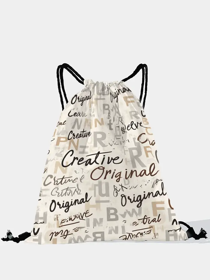 Sac à dos à cordon de serrage avec imprimé lettres, sac de sport léger pour la salle de sport, le yo