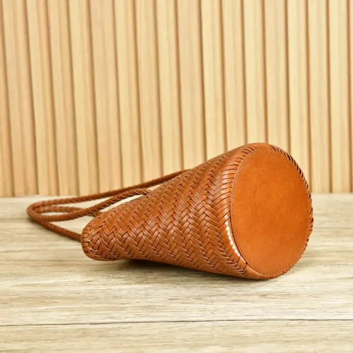 Sac seau en cuir vintage fait à la main, fourre-tout de plage de voyage