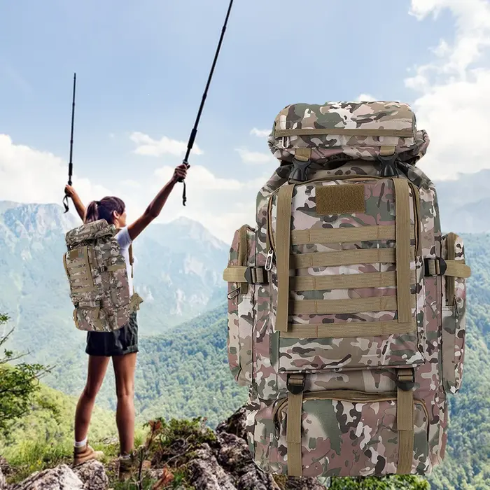 80L randonnée sac à dos alpinisme sac d'escalade sacs à dos tactiques étanche escalade sac à dos voyage accessoires