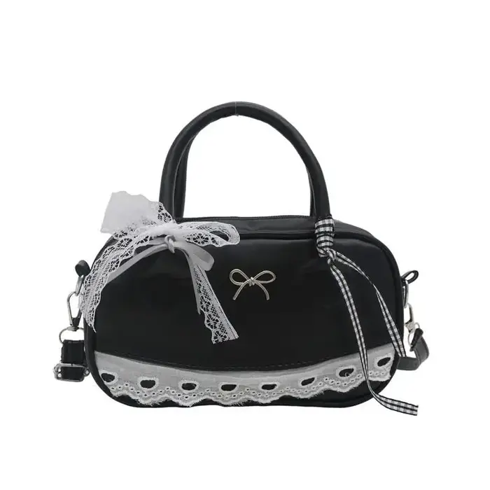 Sac à main Simple et élégant Boston, sac à bandoulière en dentelle avec nœud en ruban, petit sac car