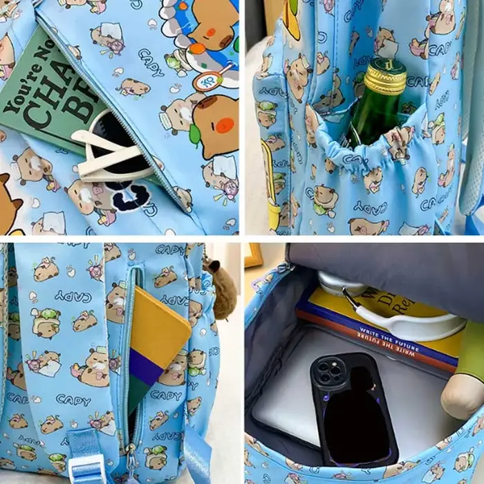 Mignon grande capacité Capybara sac à dos dessin animé respirant étudiant cartable en Nylon ultra-léger livre sac retour à l'école femmes fille