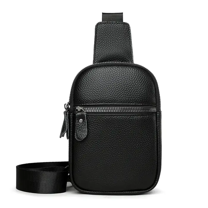 Sac de poitrine en cuir véritable pour hommes, sacs à bandoulière de luxe, sacoche à la mode, sacs d