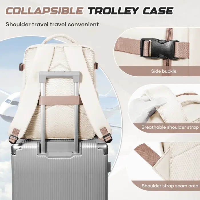 Sac à dos sous vide 40x30x20cm pour bagages cabine Ryanair, sacoche pour ordinateur portable 15,6'',