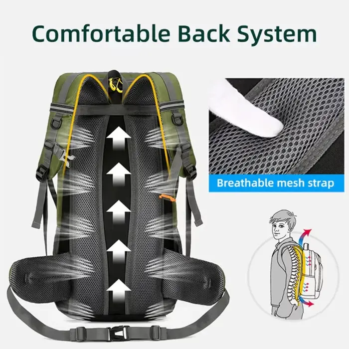 Sac à dos de voyage grand format 50L pour homme, sac à bandoulière imperméable, sac de sport, sac de