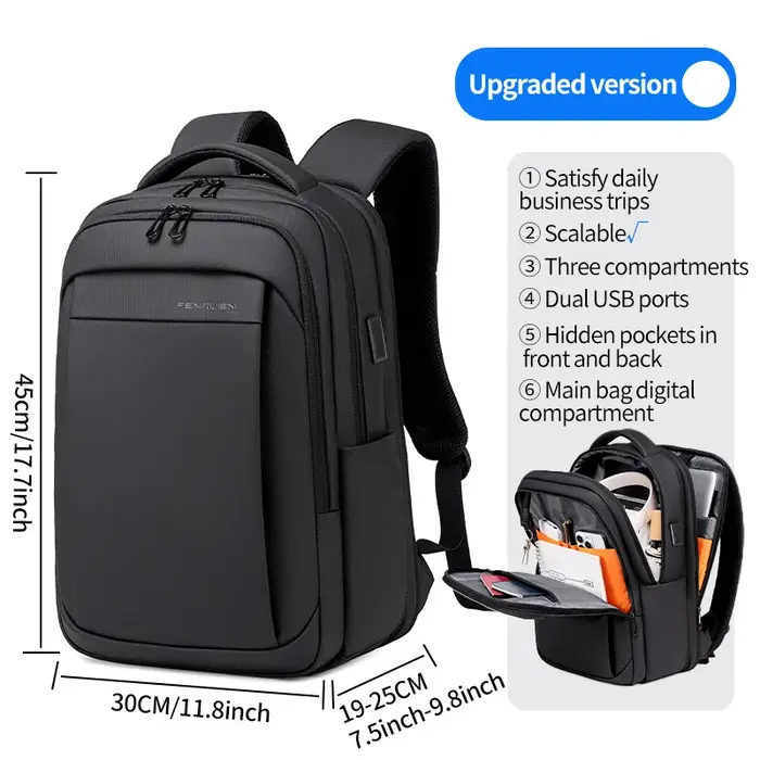 Fenruien multifonction sac à dos étanche USB Charge école sac à dos hommes voyage affaires sacs à dos adapté pour 15.6