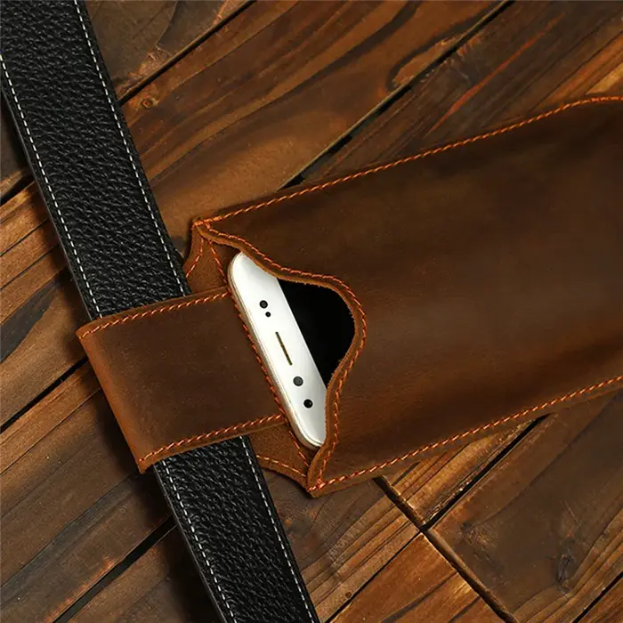 Sac banane en cuir véritable pour hommes