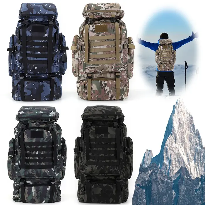 80L randonnée sac à dos alpinisme sac d'escalade sacs à dos tactiques étanche escalade sac à dos voyage accessoires
