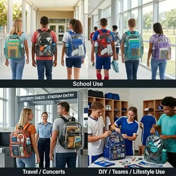 Sacs à dos transparents imperméables en PVC