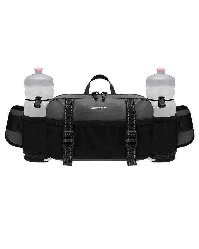 WATERFLY Sac banane de randonnée 3L – Sac de taille avec 2 porte-bouteilles et 9 poches