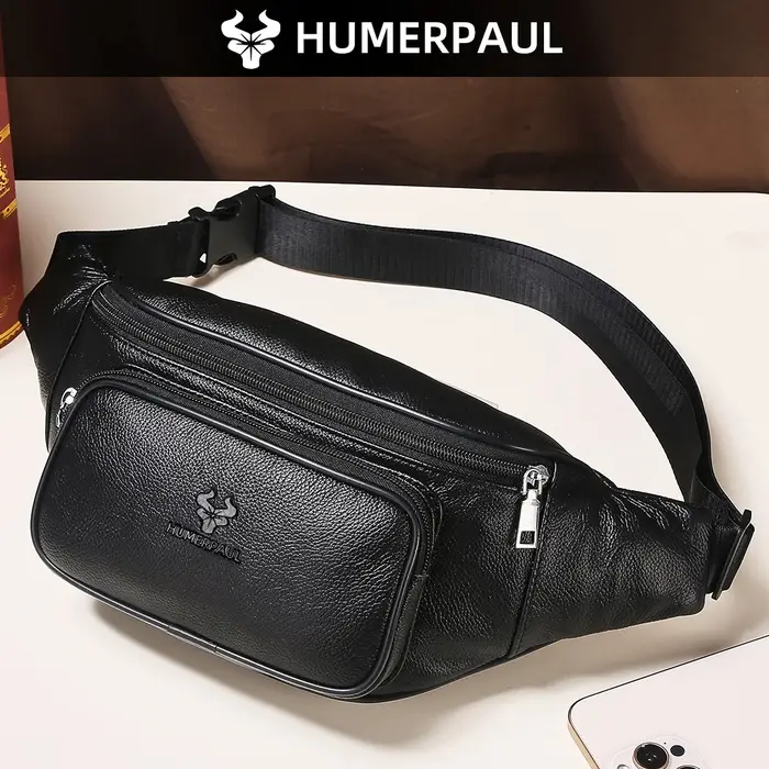 Sac banane HUMERPAUL pour homme en cuir de vachette