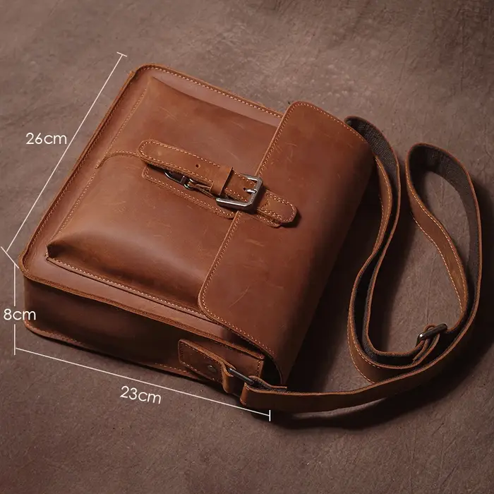 GURO marque de luxe en cuir véritable sac à bandoulière hommes Crazy Horse peau de vache sac de mess