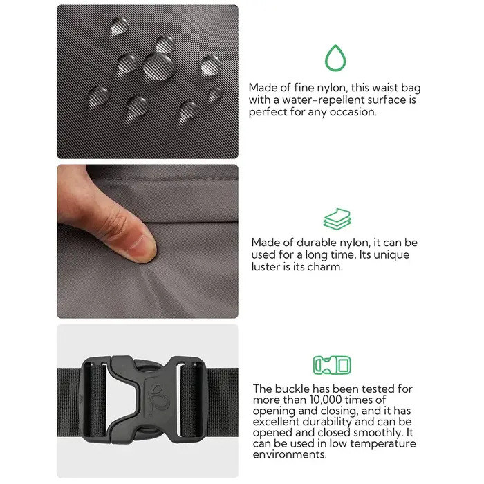 WATERFLY Fanny Pack taille Packs grand sac à bandoulière pour femmes hommes avec 7 poches zippées sangle