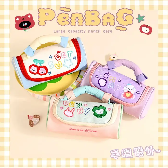 Trousse à crayons en polyester avec poignée, pochette pour règle scolaire, organiseur de cosmétiques, boîte cadeau inspirée d'Instagram, porte-stylos, étui à crayons