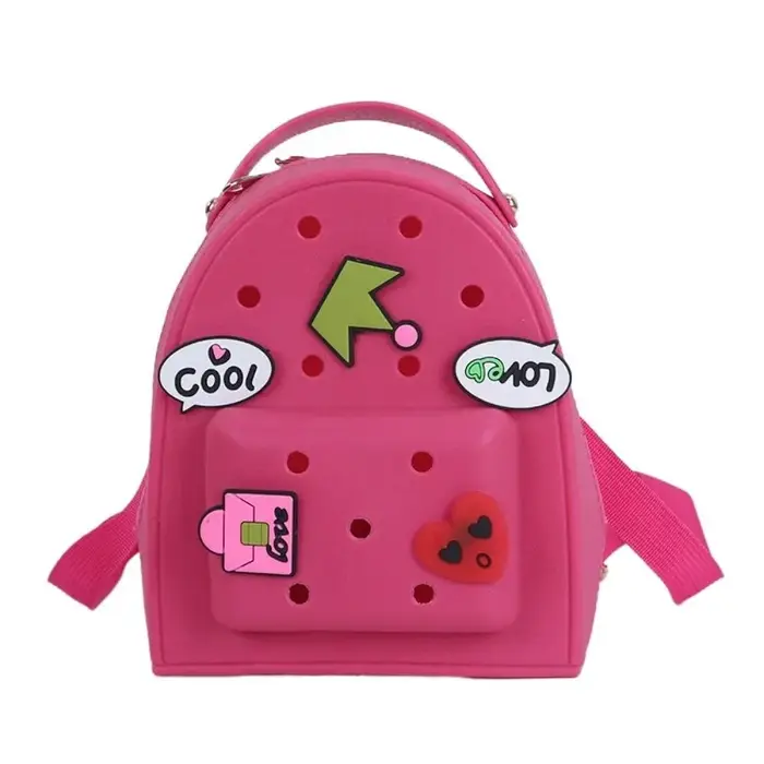 Sac à dos à bretelles réglables, sac à dos en silicone imperméable, sacs d'école souples à fermeture
