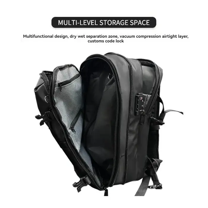 Sac à dos de voyage à compression sous vide 60L pour hommes – Sac pour ordinateur portable 17 pouces