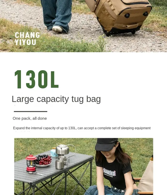 Sac à dos de chariot d'extérieur de grande capacité de 130l