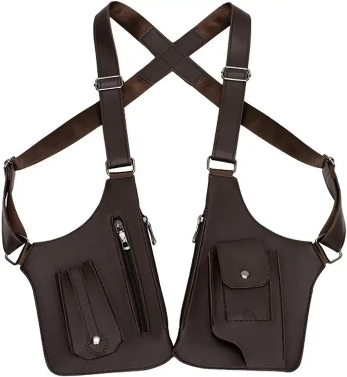 Sac à bandoulière pour hommes, bretelles avec plusieurs poches, sac tactique antivol extérieur