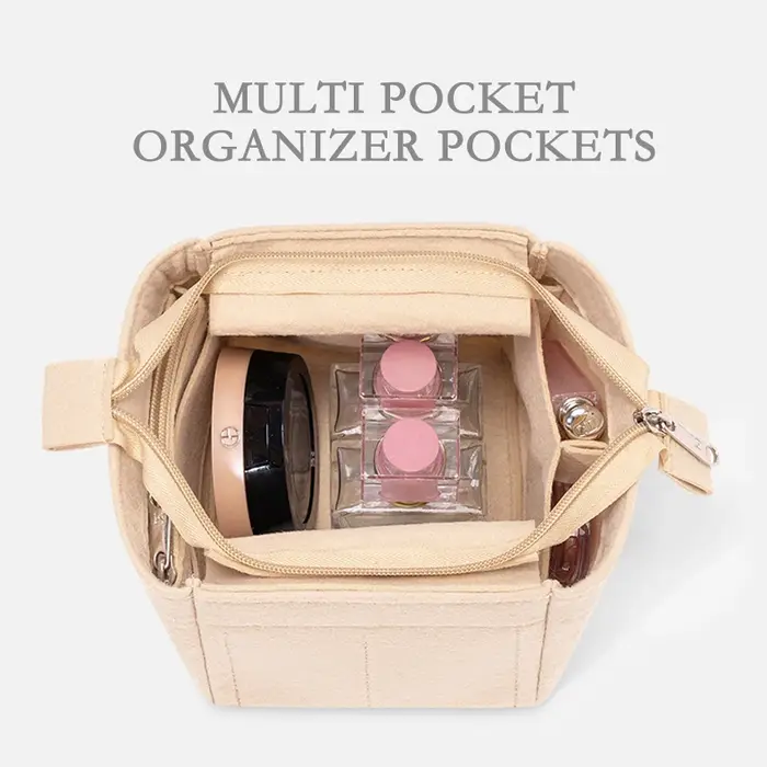 Organisateur de sac à cosmétiques en feutre pour femme avec fermeture éclair