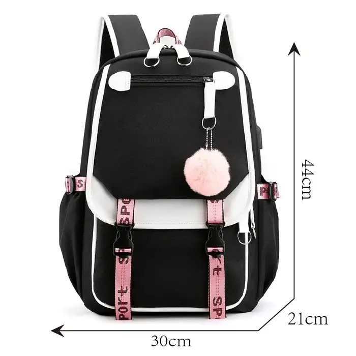 Style coréen lycée sac à dos pour adolescente mode noir blanc étudiant filles sac à dos cartable mignon livre sac