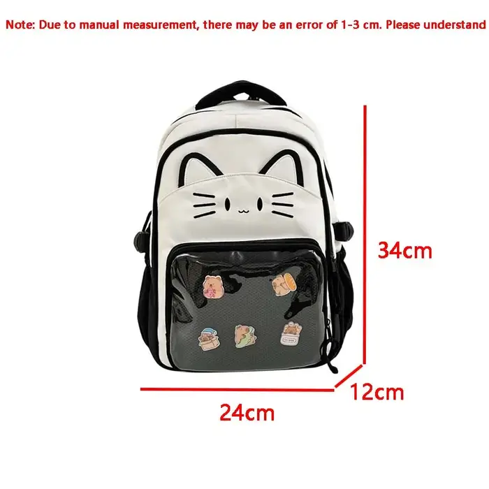 Y2K mignon chat Ita sacs à dos grande capacité sac à dos décontracté fille Transparent bricolage affichage sac à dos dessin animé à la mode voyage cartables