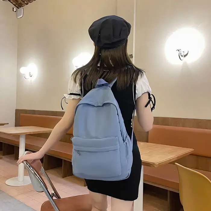 Femmes cartable étanche grande capacité école sac à dos lisse fermeture éclair couleur unie adolescents fille sac à dos décontracté sac étudiant approvisionnement