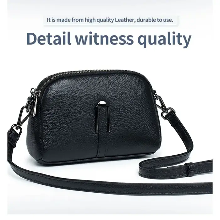 2025 nouveau sac à bandoulière pour femmes en cuir véritable décontracté avec Double fermeture éclair haut tendance couche peau de vache petit sac carré