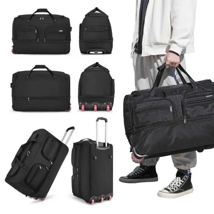 Sac vérifié de la compagnie aérienne Sac de bagage mobile pliable à l'étranger avec chariot Bagage d