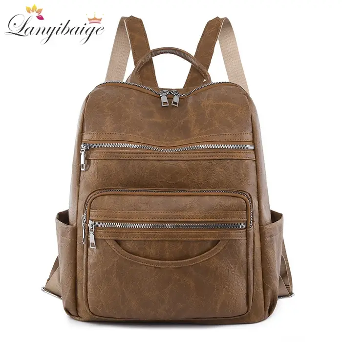 Sac à dos classique en cuir véritable pour femmes