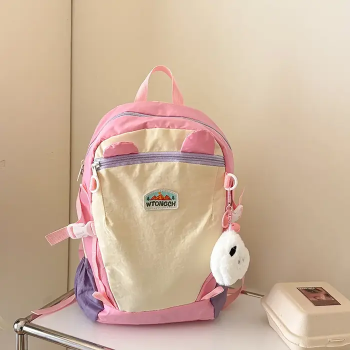 Sac à dos léger et confortable pour enfants, garçons et filles, sac à dos mignon à blocs de couleurs