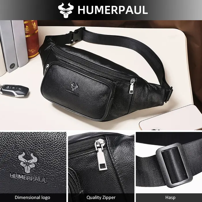 Sac banane HUMERPAUL pour homme en cuir de vachette