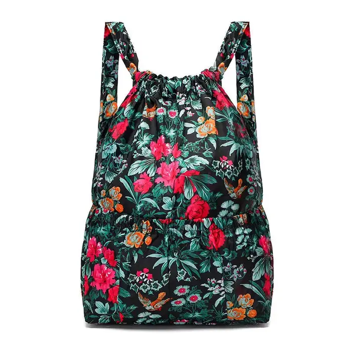 Sac à dos à cordon de serrage pour femmes, sac à cordon en nylon, grande capacité, sac à bandoulière