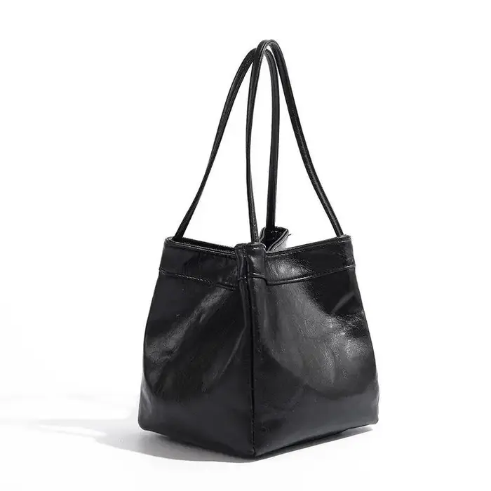 Silver Bucket Bag For Women Lunch Box Bag Hand-Held Small Bag Bucket Bag