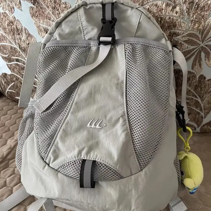 Sac à dos en nylon gris coréen Y2K pour femmes