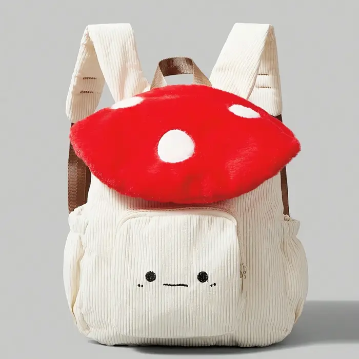 Sac à dos champignon en peluche Kawaii pour femmes, fourre-tout mignon avec bretelles réglables, fer