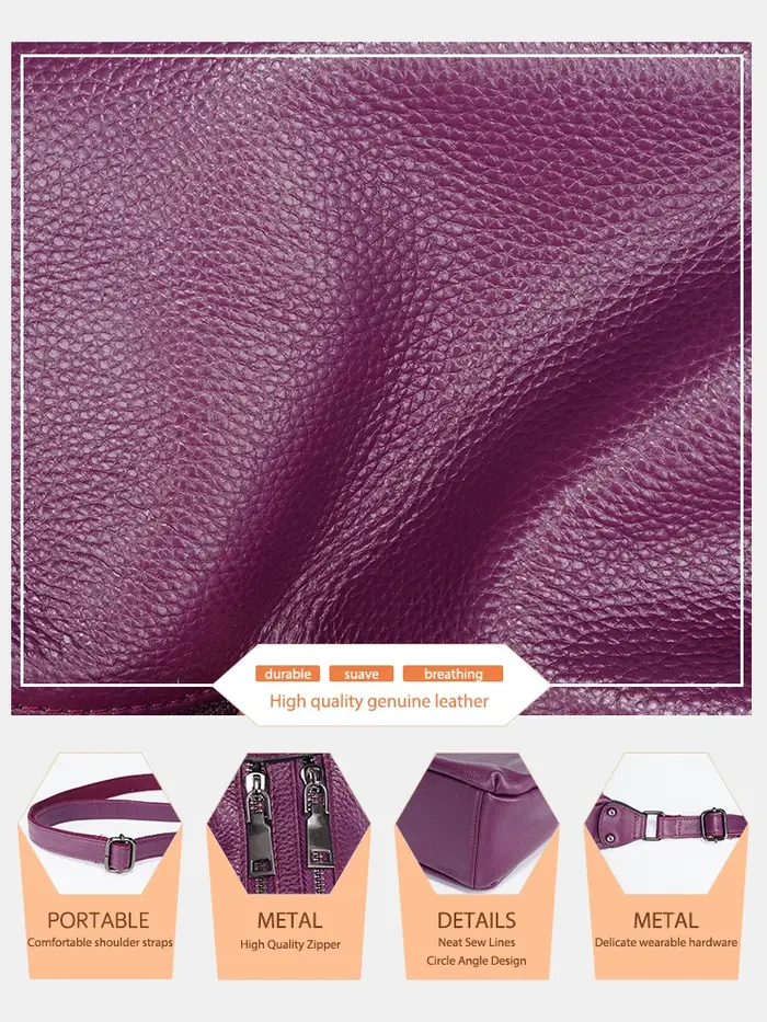 Zency – sac à bandoulière élégant en cuir véritable pour femmes, sacoche tendance pour dames, rouge