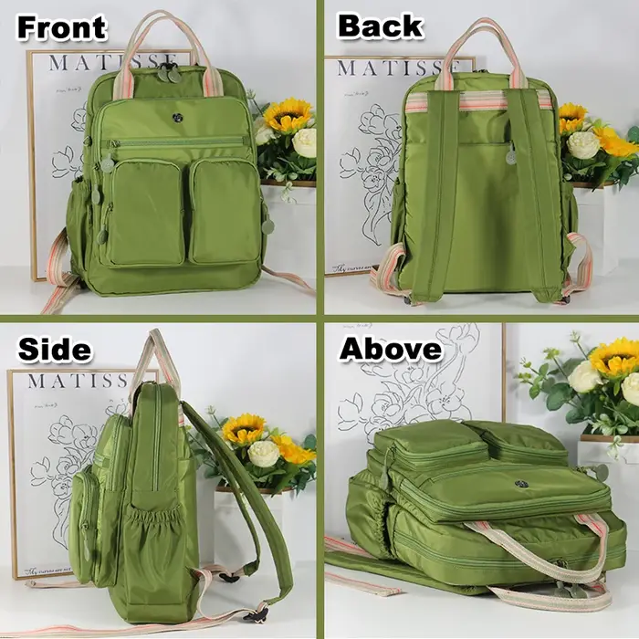 Sac à dos d'école en Nylon multi-poches, sac à dos décontracté pour femmes, sac d'école léger de gra