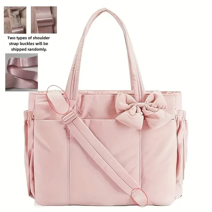 Sac fourre-tout rembourré, sac à bandoulière grande capacité pour femme avec nœud, sac messager poly