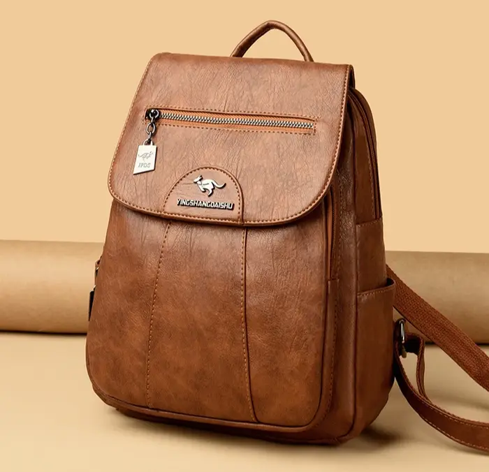 14 "(35 cm) sac à dos en peau de mouton Vintage sac d'école pour ordinateur portable sac à dos souple pour femme sac