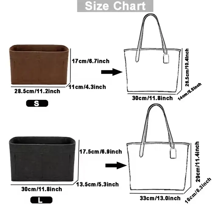 Organisateur de sac, doublure en feutre