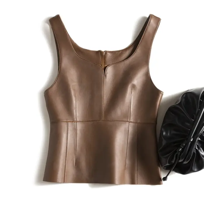 Haut amincissant en cuir naturel pour femme