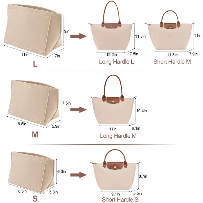Organisateur de sac à main en feutre pour la série Longchamp Le Pliage