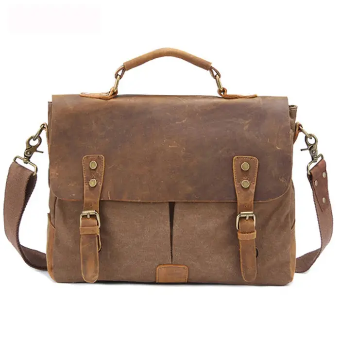 Porte-documents Vintage en Cuir et Toile pour Homme