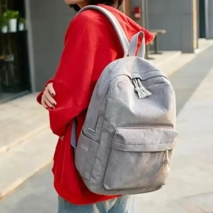 1 pc sac à dos rayé de grande capacité sac à dos étudiant de loisirs version coréenne sac à dos automne et hiver tendance de rue minimaliste
