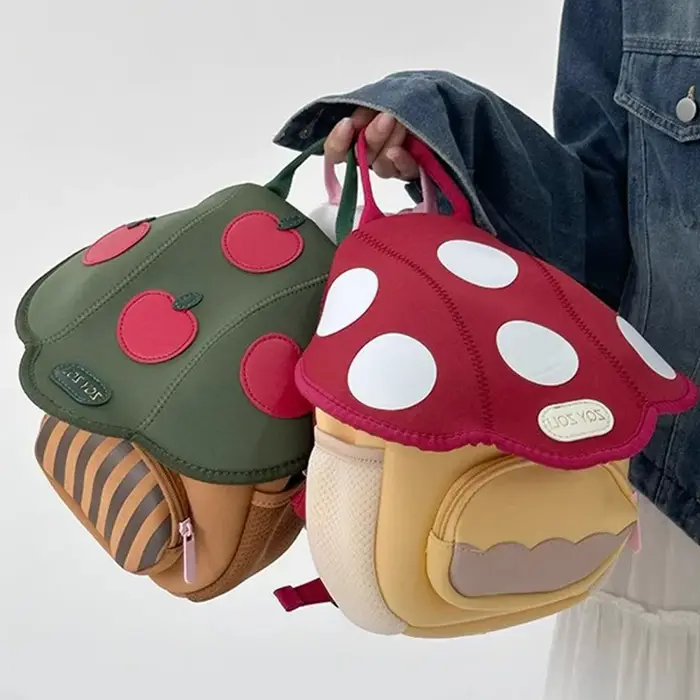 Sac à dos enfant mignon champignon pomme maternelle dessin animé rose Mini sac de voyage cartable cadeau préscolaire