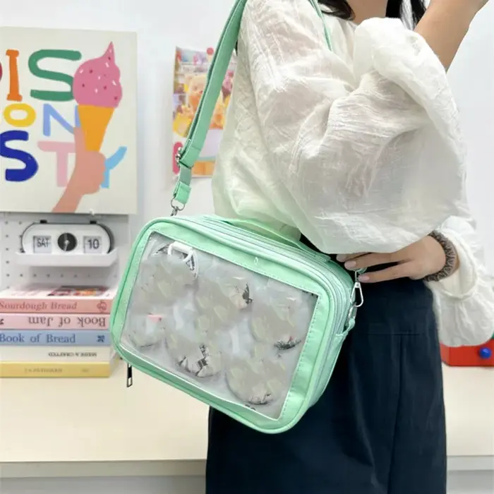Sac à bandoulière ulzzang Ita Transparent de Style collégial