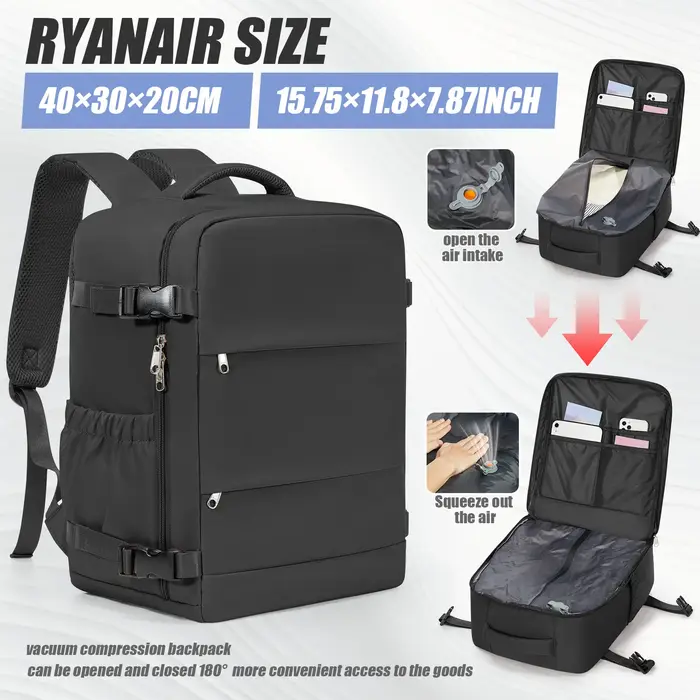 Sac à dos de compression sous vide Ryanair 40x30x20 Sac à dos de voyage EasyJet Wizzair Sac de cabin