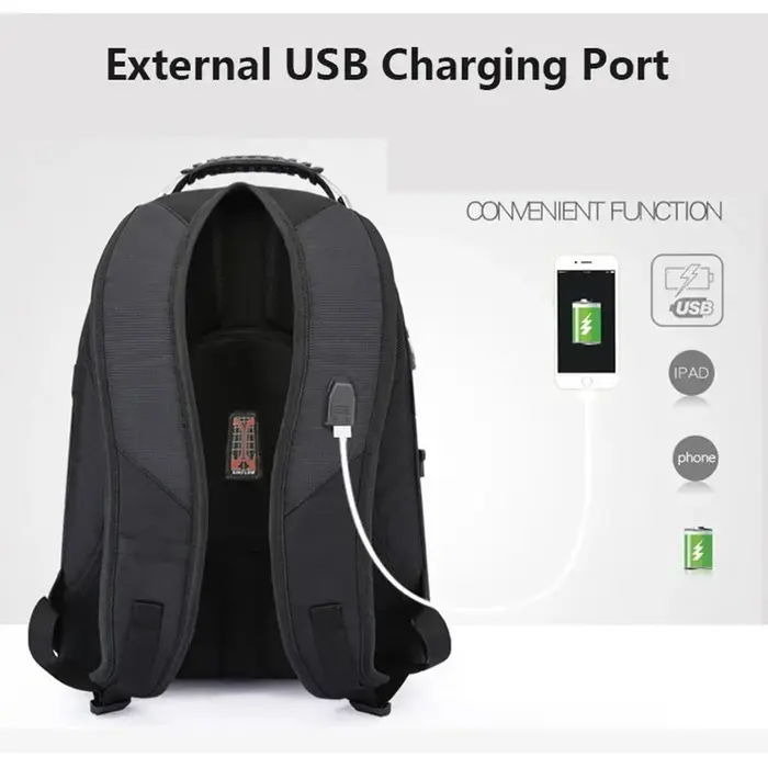 Sac à dos multifonctionnel suisse pour ordinateur portable 17 pouces, sac de voyage, sac à livres d'